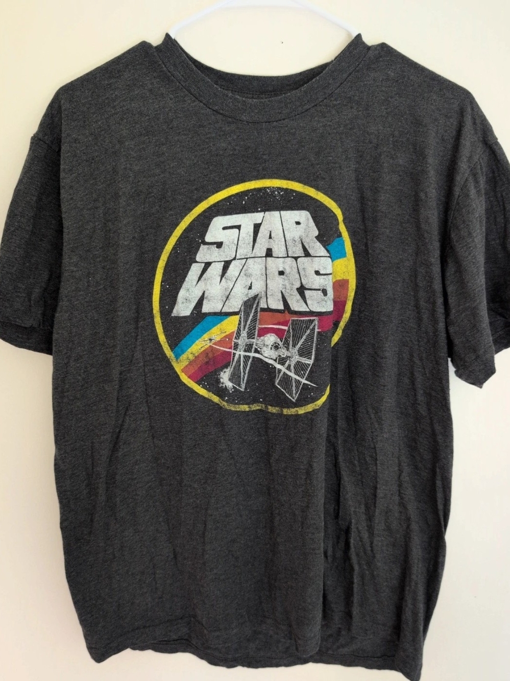Star Wars Men’s Graphic Tee - Charcoal with Yellow, Blue & Red Accents